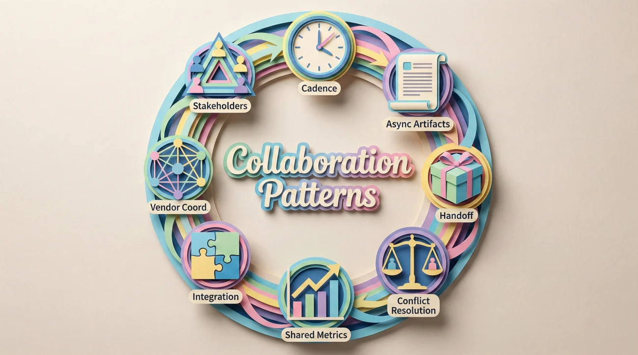 8 Collaboration Patterns Paper Cut Icons