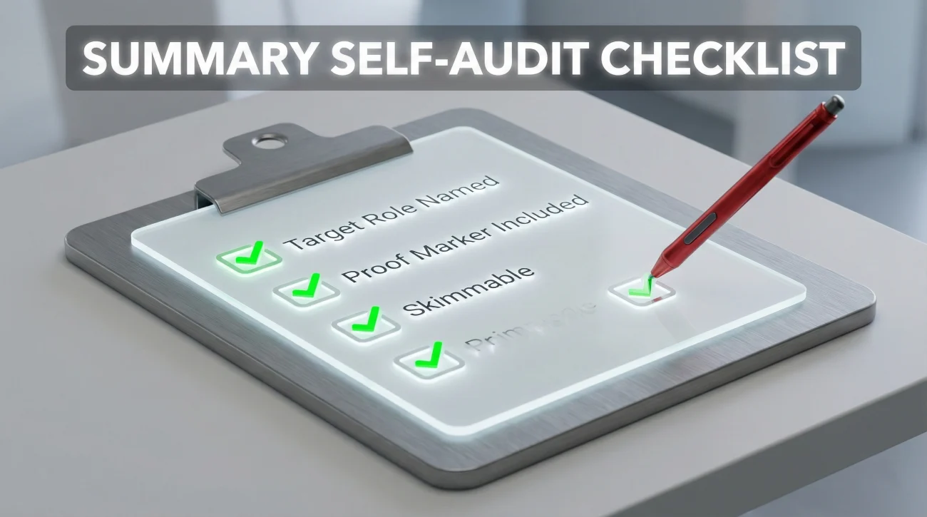 Self Audit Checklist For Professional Resume Summaries