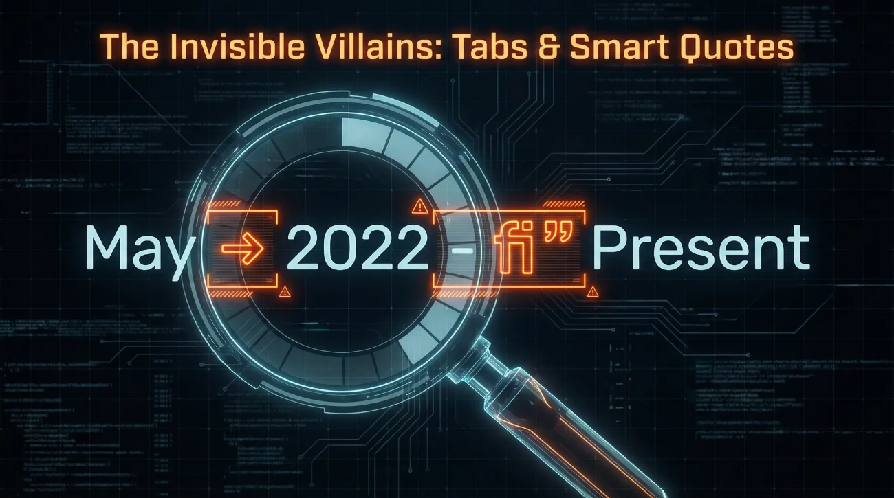 Invisible Characters Resume Formatting Errors